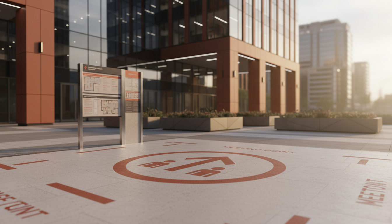 découvrez les obligations réglementaires, les bonnes pratiques de signalisation et les mesures de sécurité essentielles pour le point de rassemblement en entreprise, garantissant la protection de vos employés en cas d'urgence.